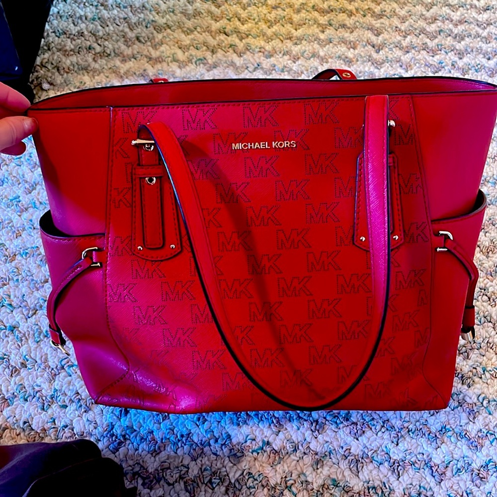Red Michael Kors Tote Purse